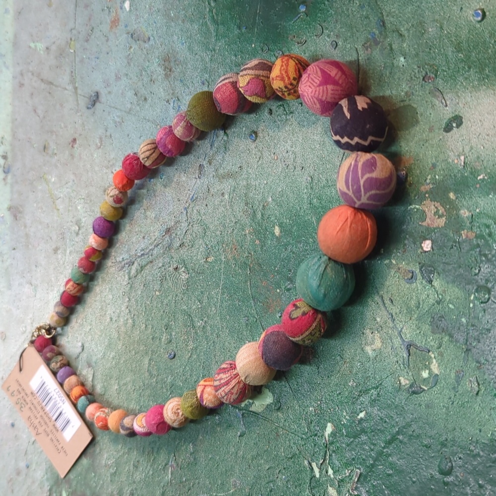 NWT Aasha by Anju Sari Scrap Beaded Bohemian Multicolored Necklace